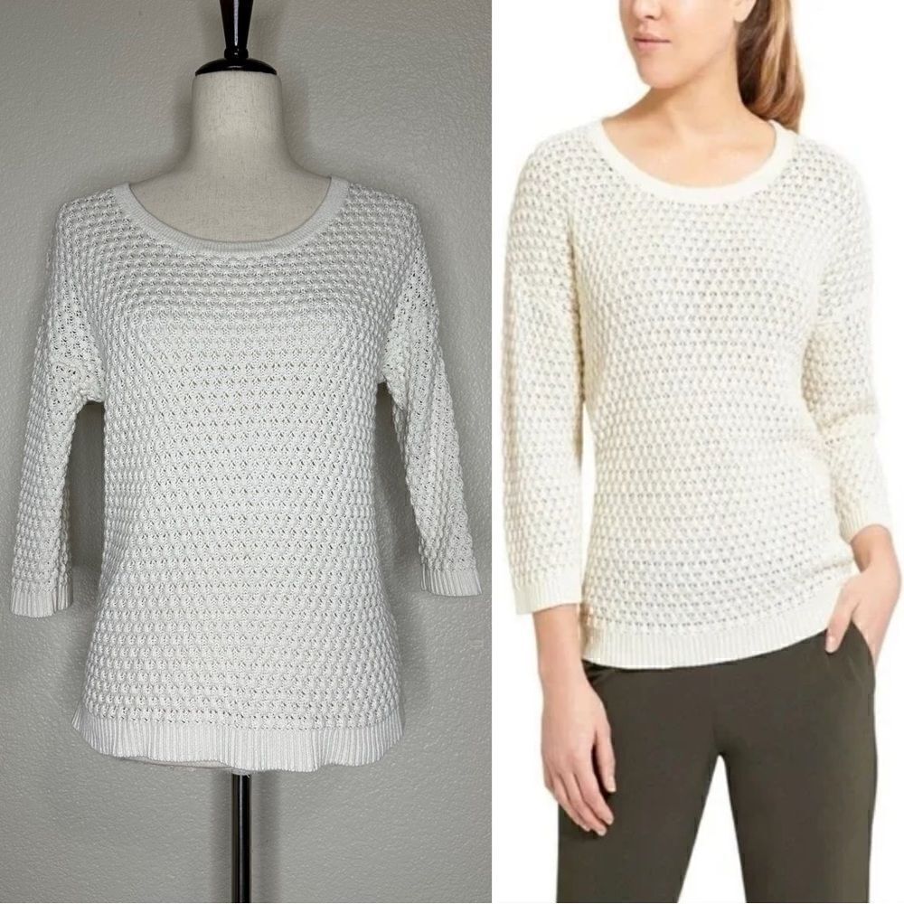 Athleta Linen Blend Seychelles Open Knit Top